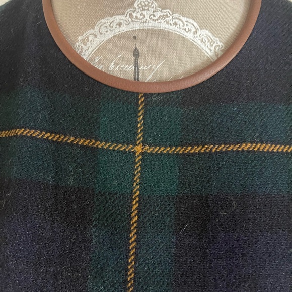 Ralph Lauren Navy and Green Plaid Jumper with Leather Accents - Picture 3 of 7